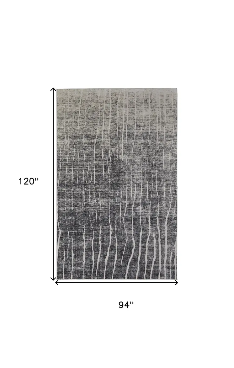 8' X 10' Ivory Gray and Black Abstract Power Loom Area Rug