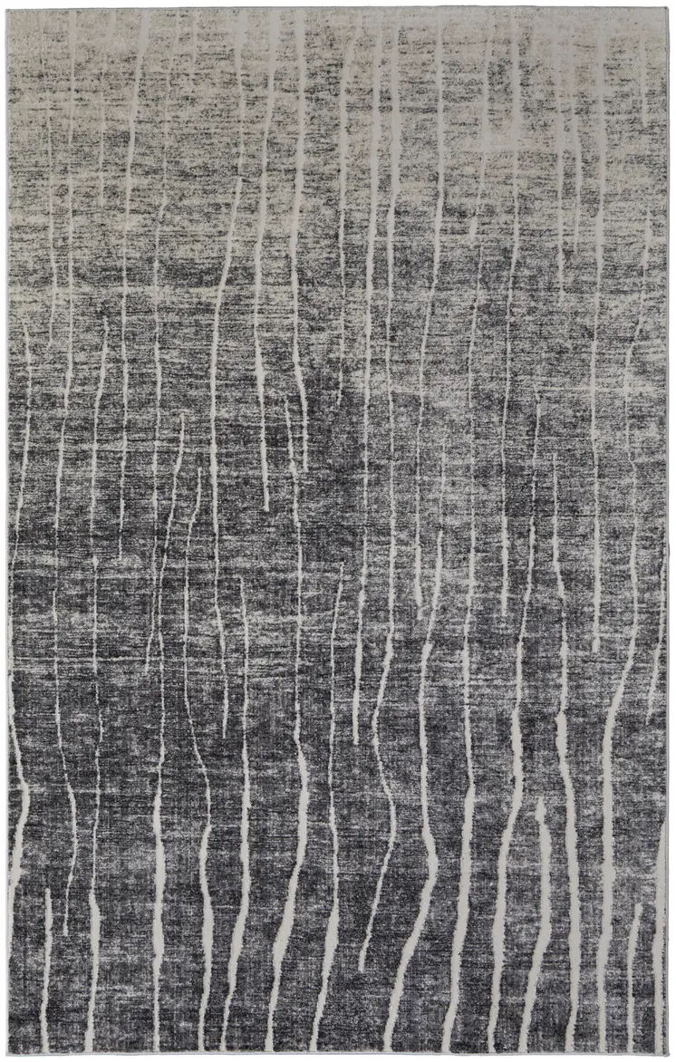 8' X 10' Ivory Gray and Black Abstract Power Loom Area Rug