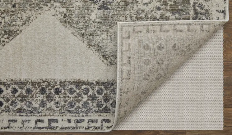 5' X 8' Gray and Ivory Abstract Power Loom Worn Faded Area Rug