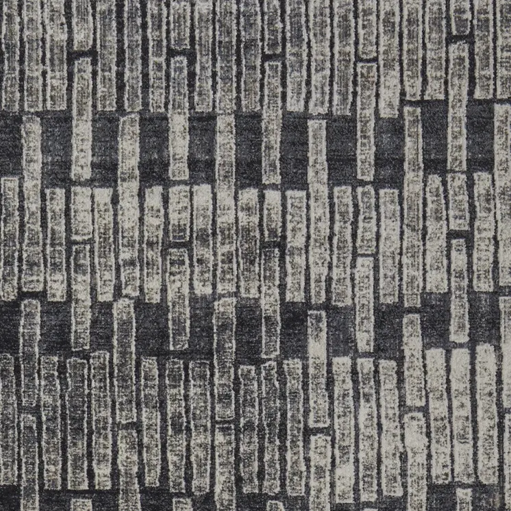 4' X 6' Gray and Black Geometric Power Loom Worn Faded Area Rug