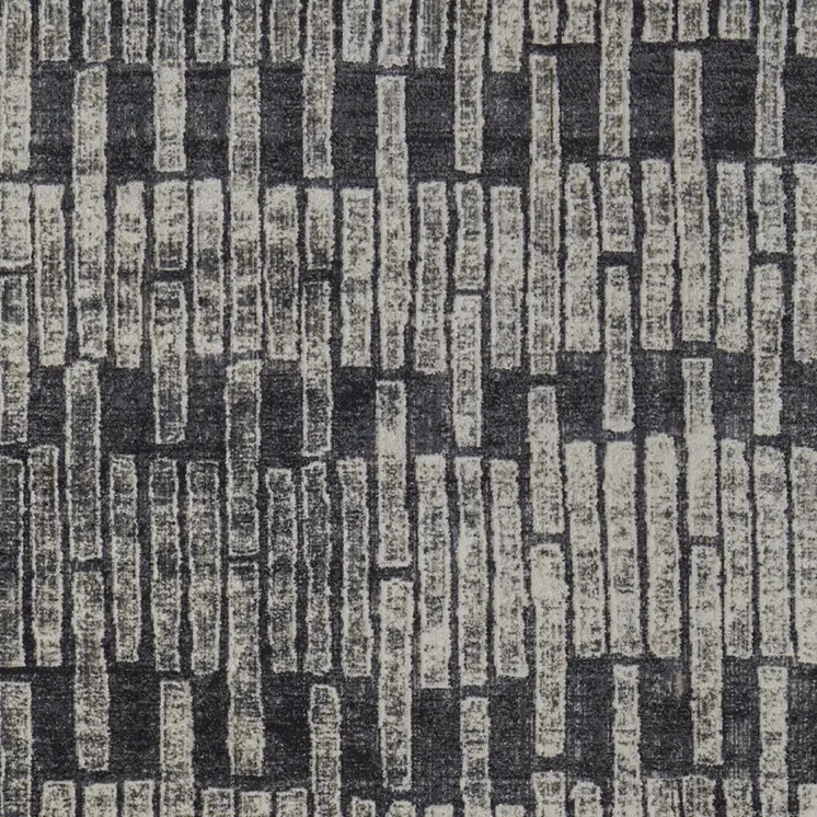 7' X 10' Gray and Black Geometric Power Loom Worn Faded Area Rug