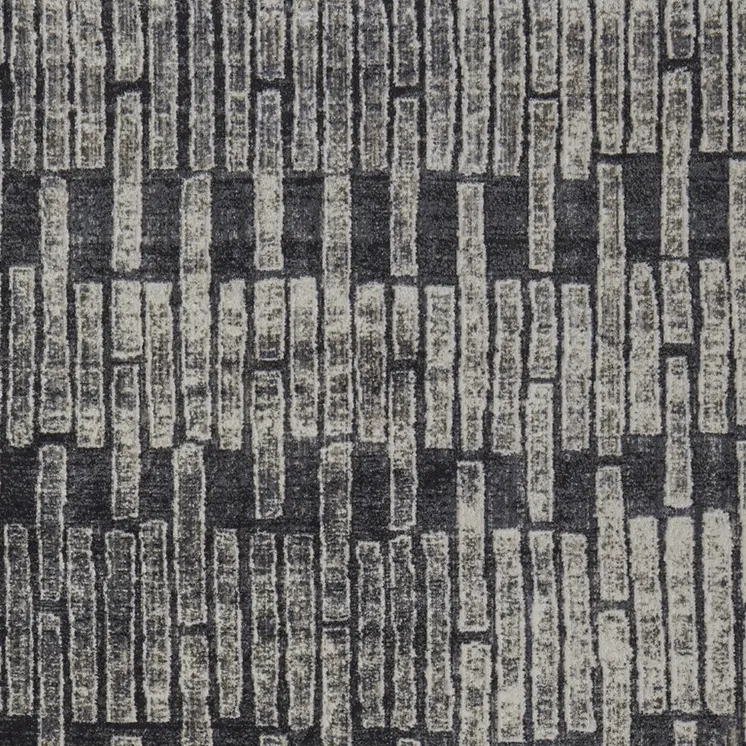 8' X 10' Gray and Black Geometric Power Loom Worn Faded Area Rug