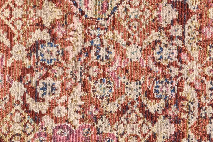 4' X 6' Red and Pink Oriental Power Loom Area Rug