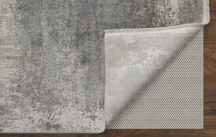 8' X 11' Gray Abstract Power Loom Area Rug With Fringe