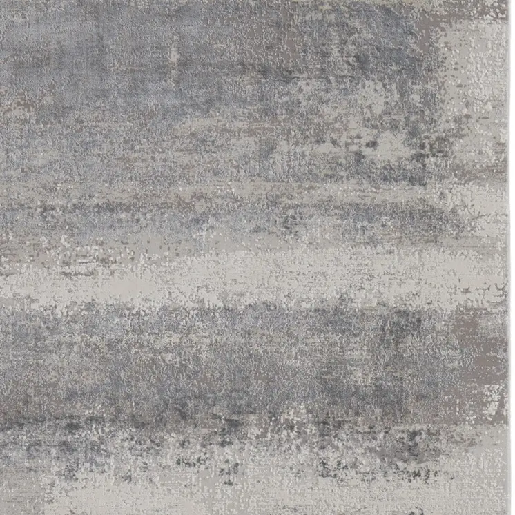 12' X 18' Gray Abstract Power Loom Area Rug With Fringe