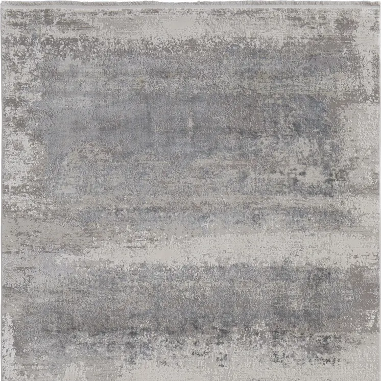 12' X 15' Gray Abstract Power Loom Area Rug With Fringe