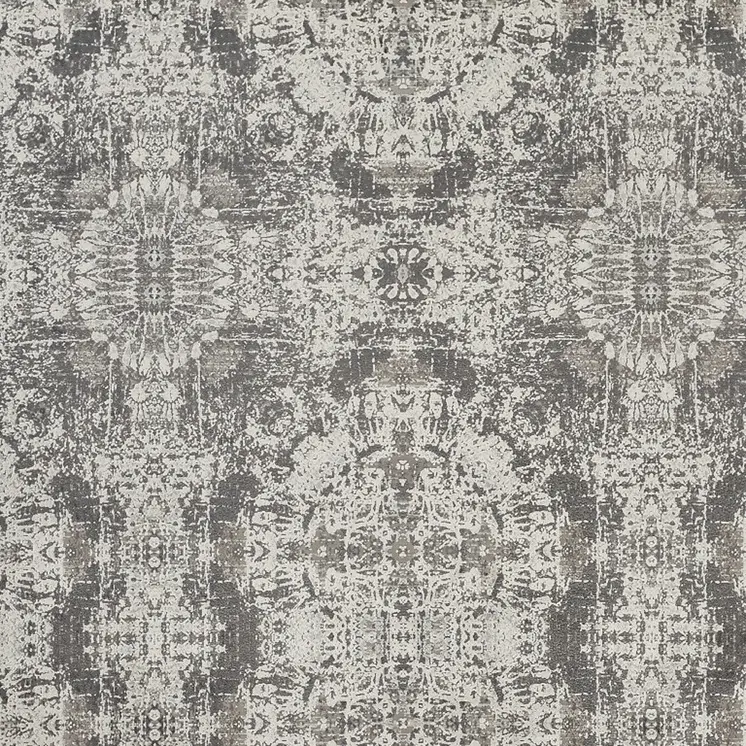 5' X 8' Ivory Taupe and Gray Abstract Power Loom Distressed Area Rug With Fringe