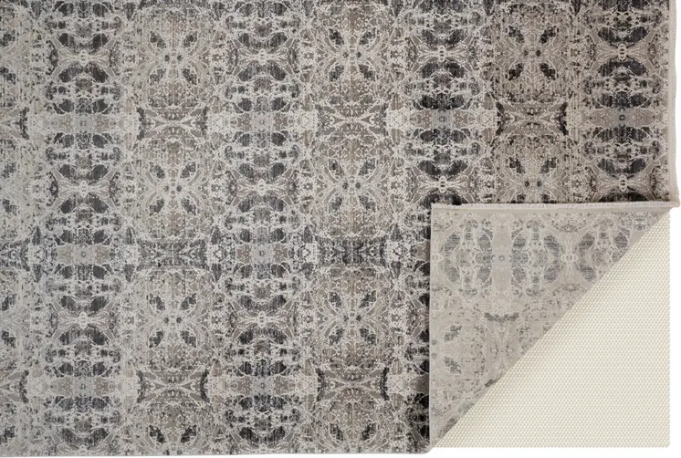 2' X 3' Ivory Taupe and Gray Oriental Power Loom Area Rug With Fringe
