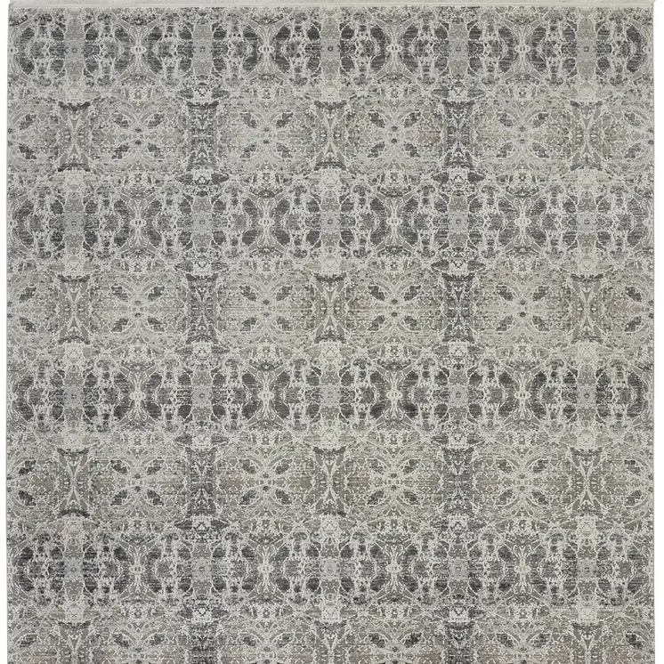 2' X 3' Ivory Taupe and Gray Oriental Power Loom Area Rug With Fringe