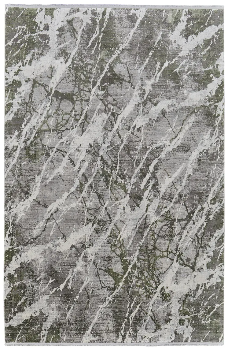 10' X 13' Taupe and Gray Abstract Power Loom Area Rug With Fringe