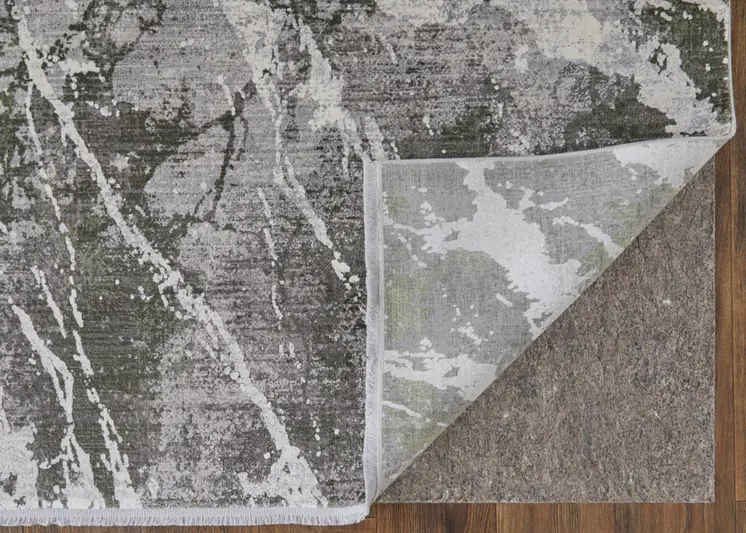 12' X 18' Taupe and Gray Abstract Power Loom Area Rug With Fringe