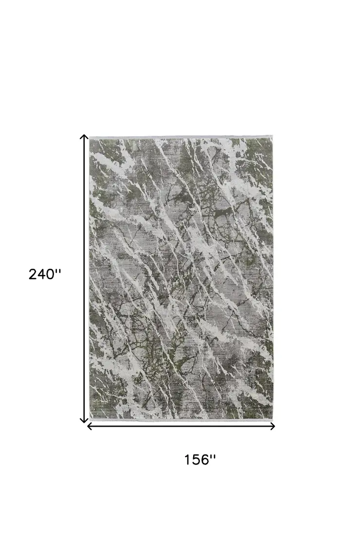13' X 20' Taupe and Gray Abstract Power Loom Area Rug With Fringe