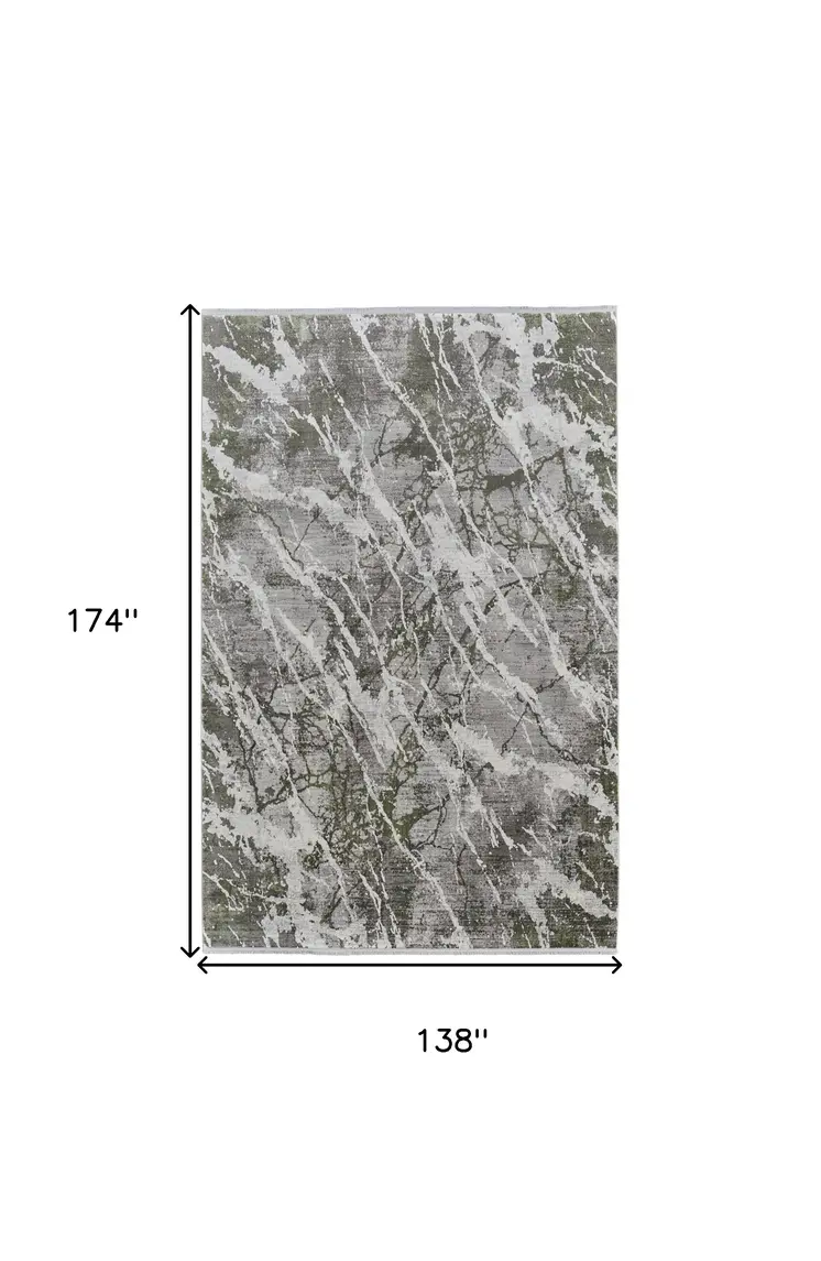12' X 15' Taupe and Gray Abstract Power Loom Area Rug With Fringe