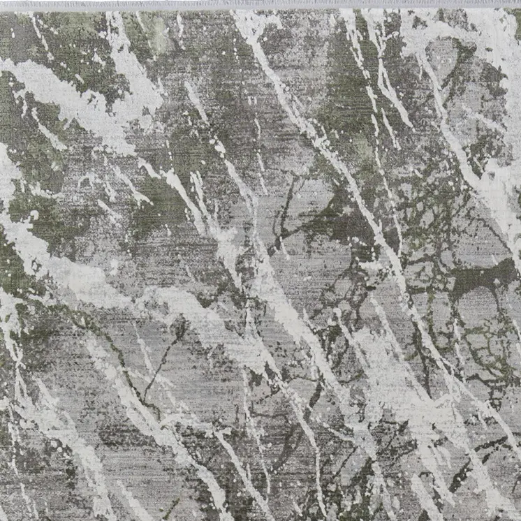 2' X 3' Taupe and Gray Abstract Power Loom Area Rug With Fringe