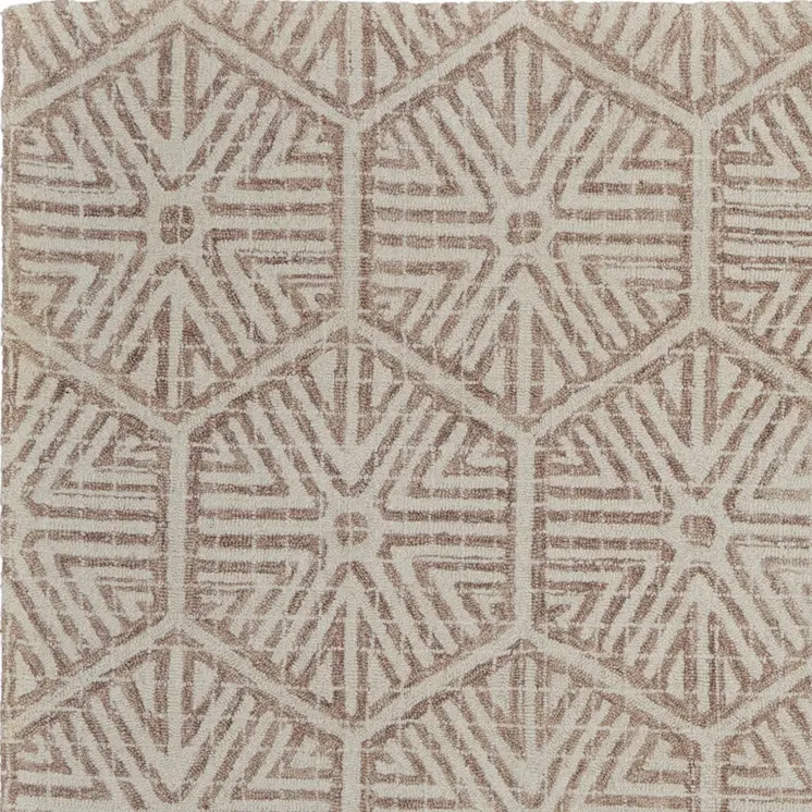 5' X 8' Brown and Ivory Wool Geometric Hand Tufted Area Rug