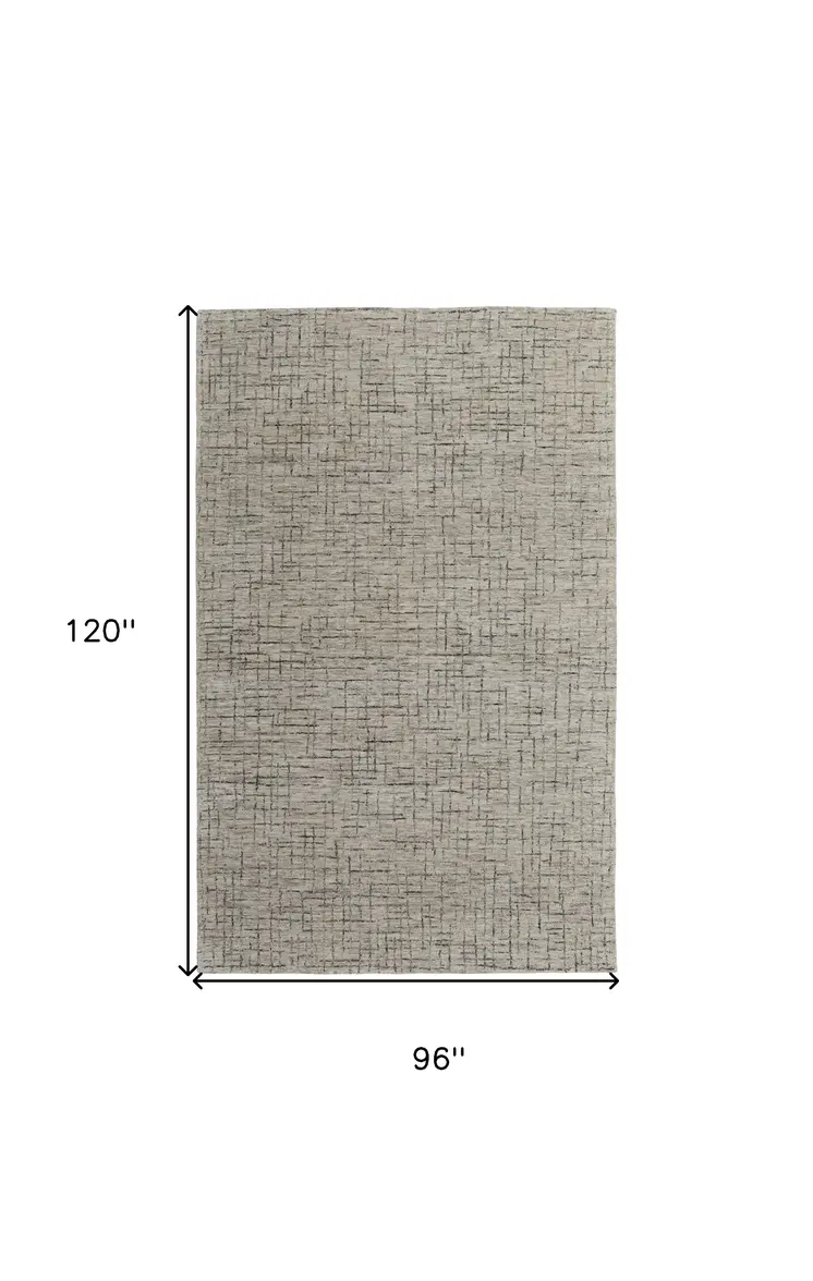 8' X 10' Ivory and Gray Wool Hand Tufted Distressed Area Rug