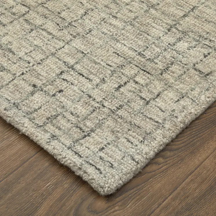 9' X 12' Ivory and Gray Wool Hand Tufted Distressed Area Rug