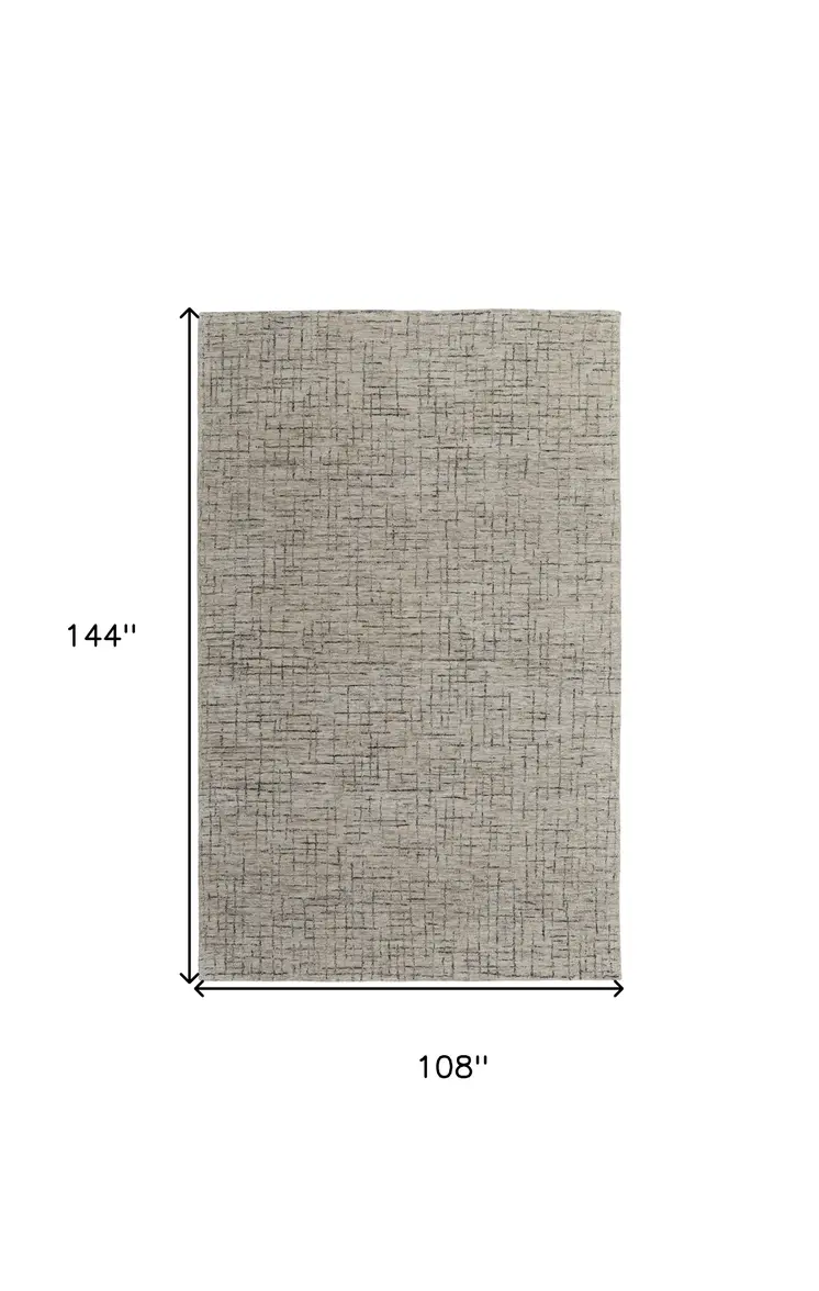 9' X 12' Ivory and Gray Wool Hand Tufted Distressed Area Rug