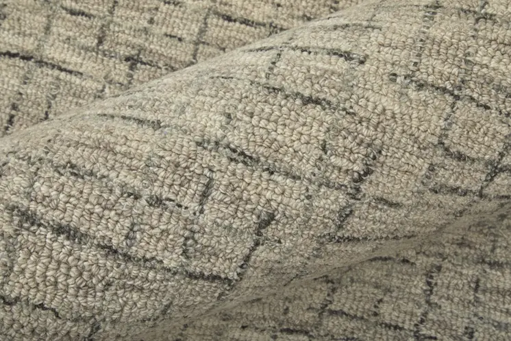 10' X 14' Ivory and Gray Wool Hand Tufted Distressed Area Rug
