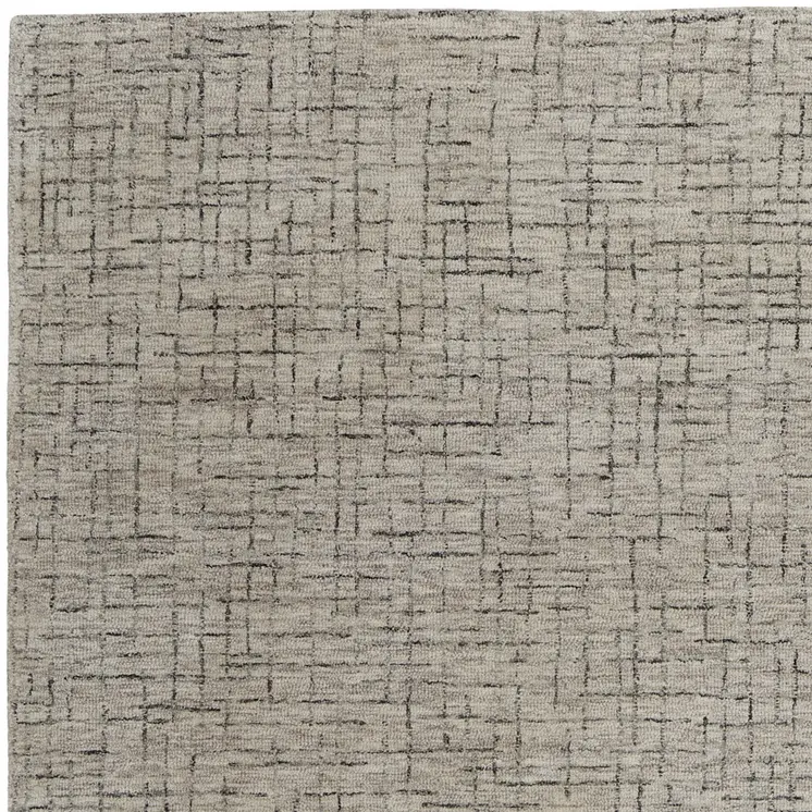 12' X 15' Ivory and Gray Wool Hand Tufted Distressed Area Rug