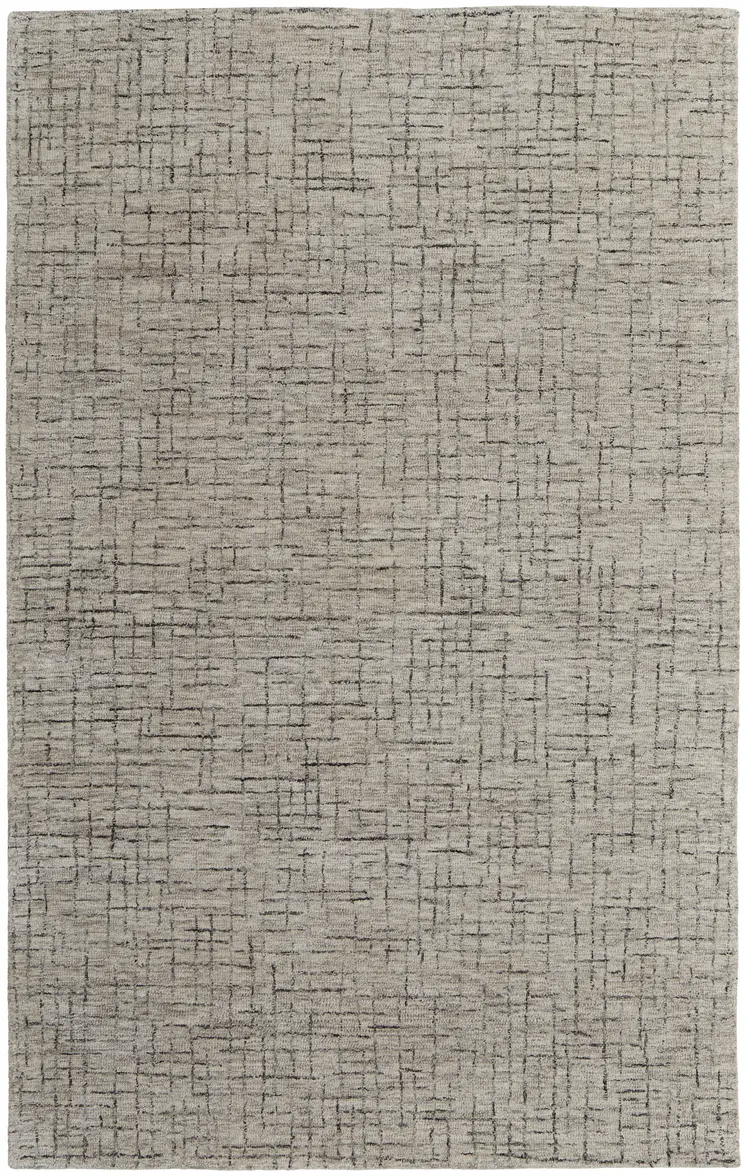 2' X 3' Ivory and Gray Wool Hand Tufted Distressed Area Rug