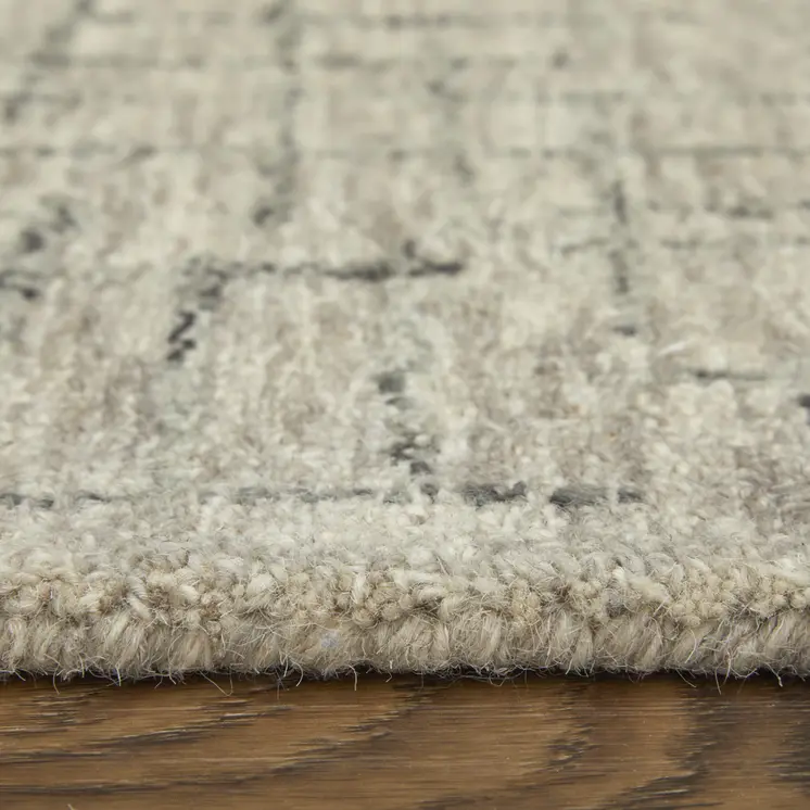 2' X 3' Ivory and Gray Wool Hand Tufted Distressed Area Rug