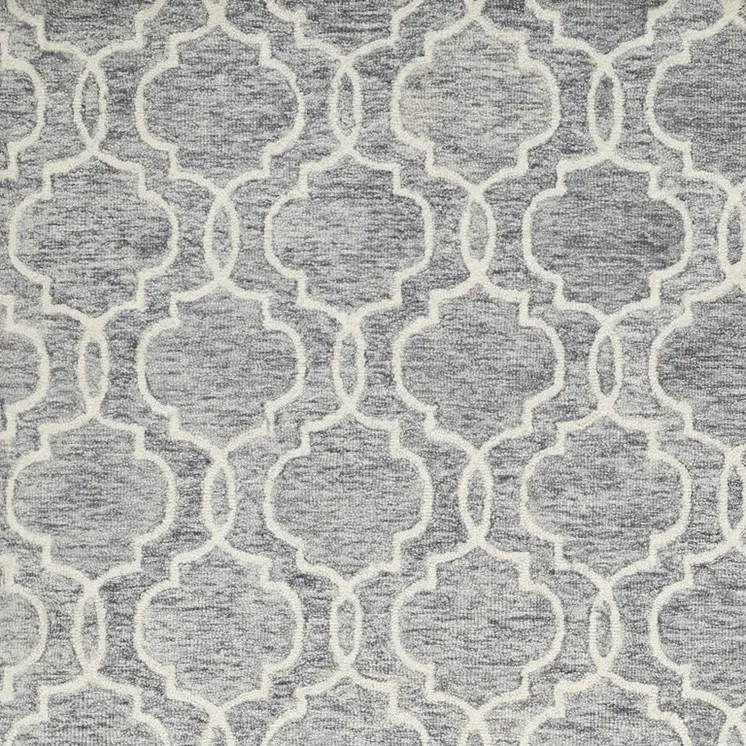 12' X 15' Ivory and Gray Wool Floral Hand Tufted Area Rug
