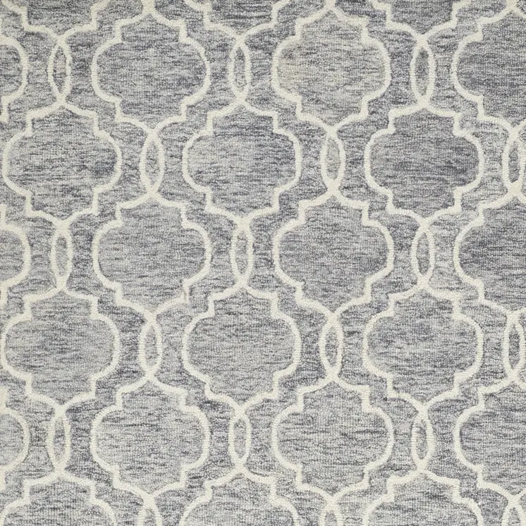 12' X 15' Ivory and Gray Wool Floral Hand Tufted Area Rug