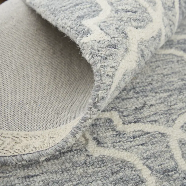 12' X 15' Ivory and Gray Wool Floral Hand Tufted Area Rug
