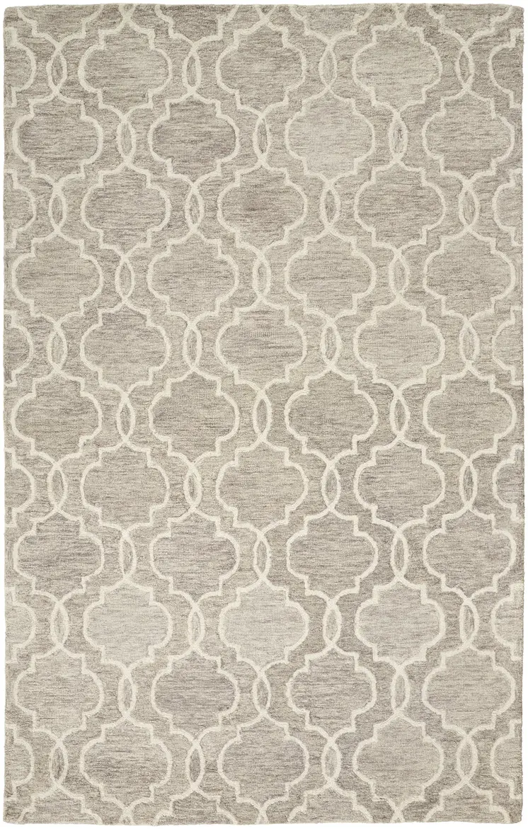 10' X 14' Brown and Ivory Wool Floral Hand Tufted Area Rug