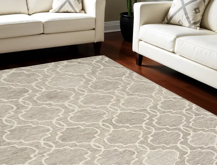12' X 15' Brown and Ivory Wool Floral Hand Tufted Area Rug