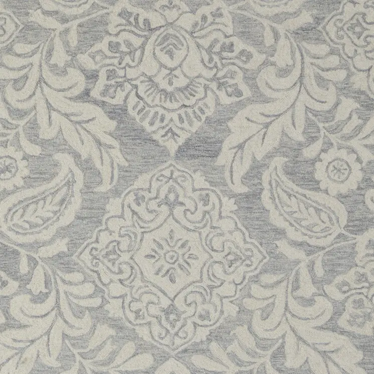 12' X 15' Blue and Ivory Wool Oriental Hand Tufted Area Rug