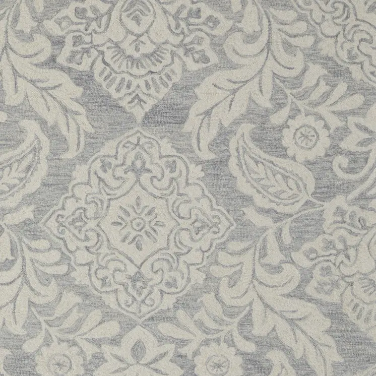 12' X 15' Blue and Ivory Wool Oriental Hand Tufted Area Rug