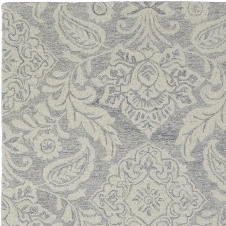 12' X 15' Blue and Ivory Wool Oriental Hand Tufted Area Rug