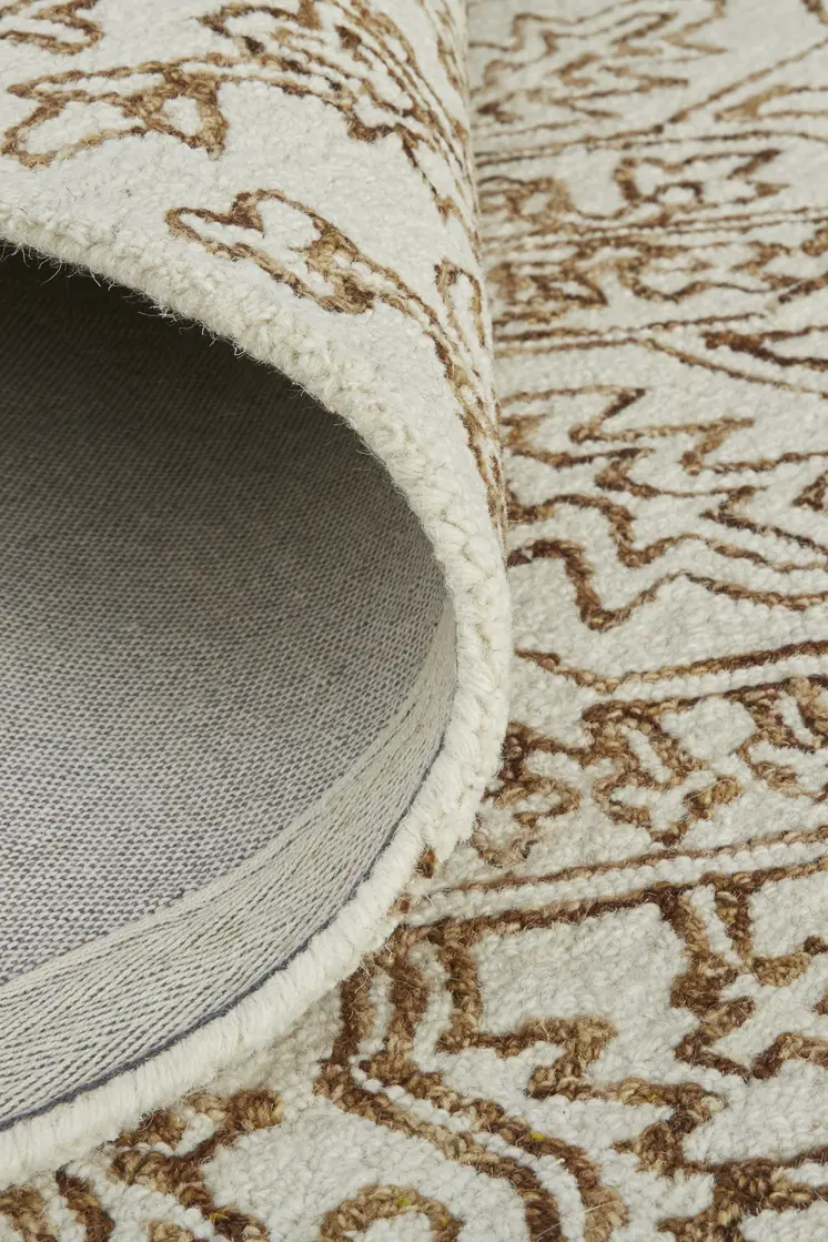 12' X 15' Brown and Ivory Wool Oriental Hand Tufted Area Rug