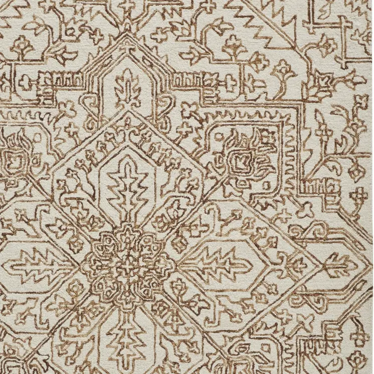12' X 15' Brown and Ivory Wool Oriental Hand Tufted Area Rug