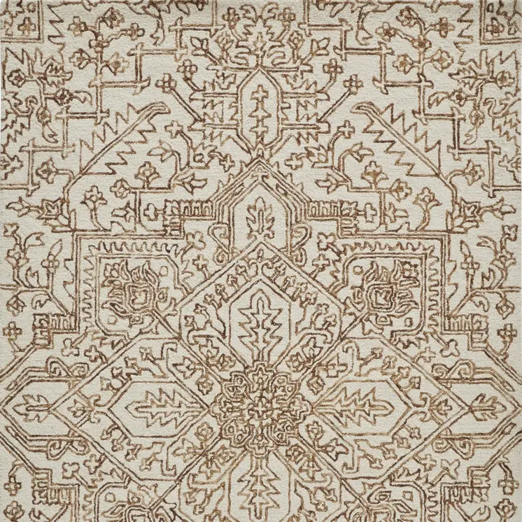 12' X 15' Brown and Ivory Wool Oriental Hand Tufted Area Rug
