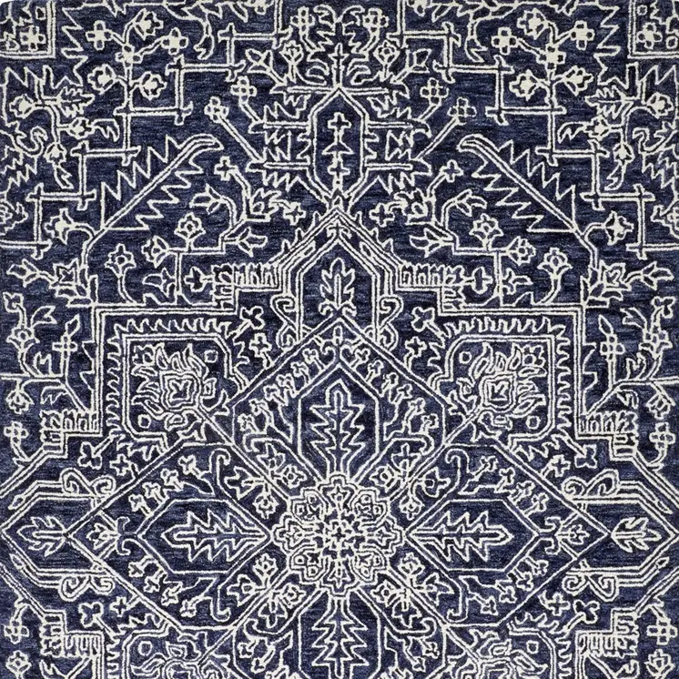 10' X 14' Ivory and Blue Wool Oriental Hand Tufted Area Rug