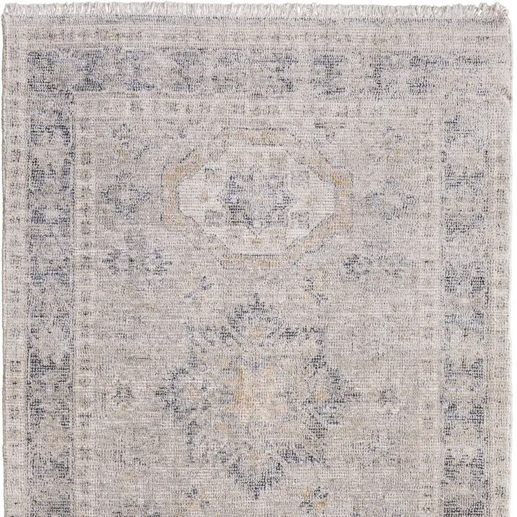 4' X 6' Tan and Gray Oriental Hand Woven Distressed Area Rug With Fringe