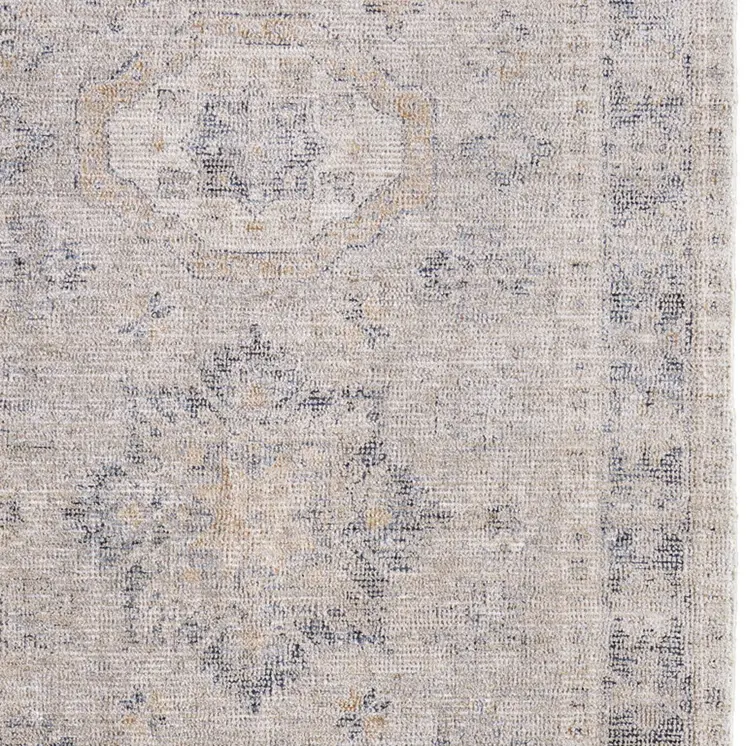 5' X 8' Tan and Gray Oriental Hand Woven Distressed Area Rug With Fringe