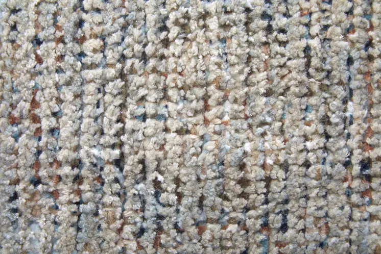 5' X 8' Gray Blue and Taupe Abstract Hand Woven Distressed Area Rug With Fringe
