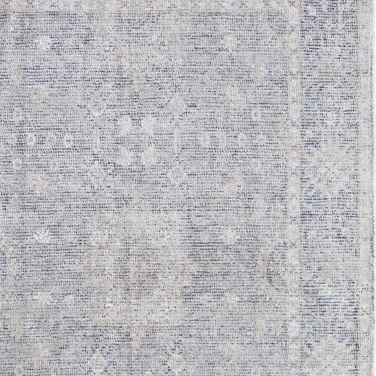 9' X 12' Gray Blue and Taupe Abstract Hand Woven Distressed Area Rug With Fringe
