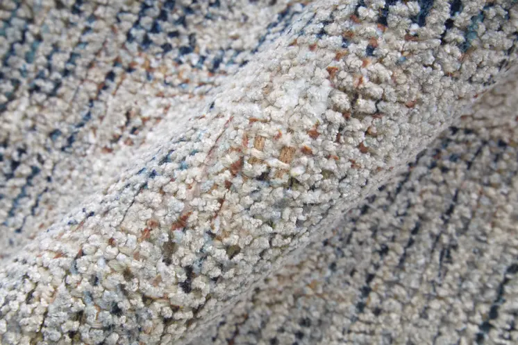 10' X 14' Gray Blue and Taupe Abstract Hand Woven Distressed Area Rug With Fringe