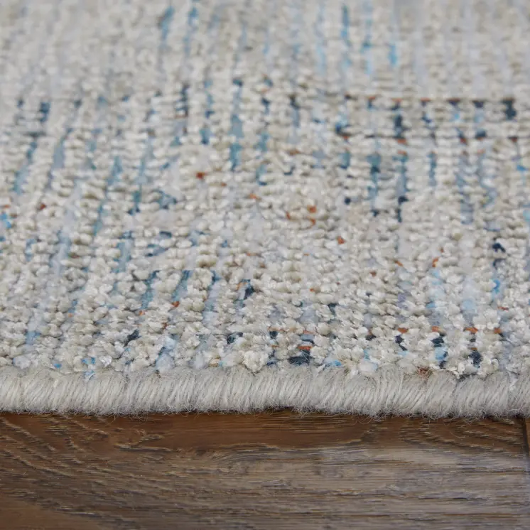 10' X 14' Gray Blue and Taupe Oriental Hand Woven Distressed Area Rug With Fringe