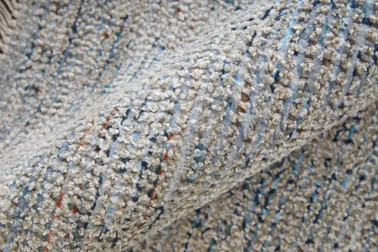 10' X 14' Gray Blue and Taupe Oriental Hand Woven Distressed Area Rug With Fringe