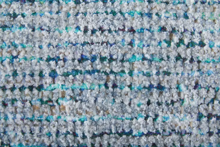 5' X 8' Blue and Gray Abstract Hand Woven Distressed Area Rug With Fringe