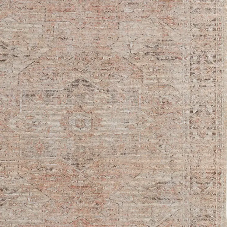 4' X 6' Tan Orange and Ivory Oriental Hand Woven Distressed Area Rug With Fringe