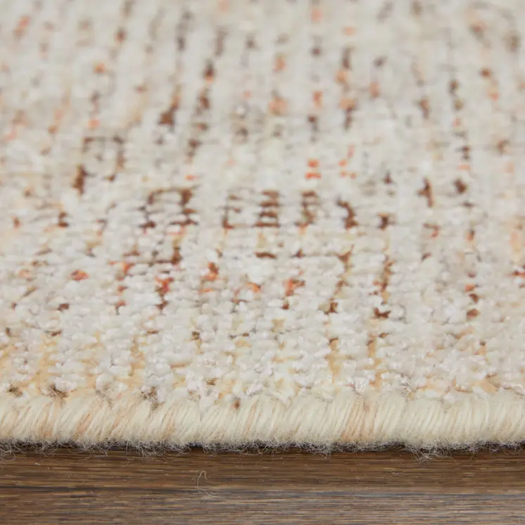 10' X 14' Tan Orange and Ivory Oriental Hand Woven Distressed Area Rug With Fringe
