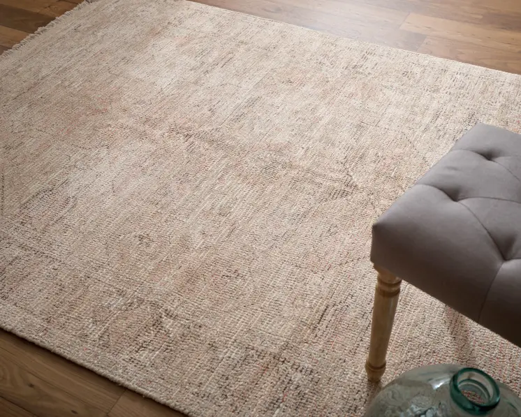10' X 14' Tan Orange and Ivory Oriental Hand Woven Distressed Area Rug With Fringe