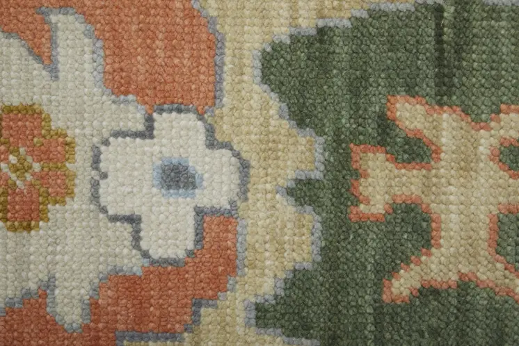4' X 6' Gray Ivory and Gold Wool Floral Hand Knotted Area Rug With Fringe